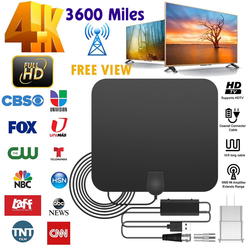Antena Digital Para Smart Tv Rango De 3600 Millas Con Amplificador 4K y HD 1080P