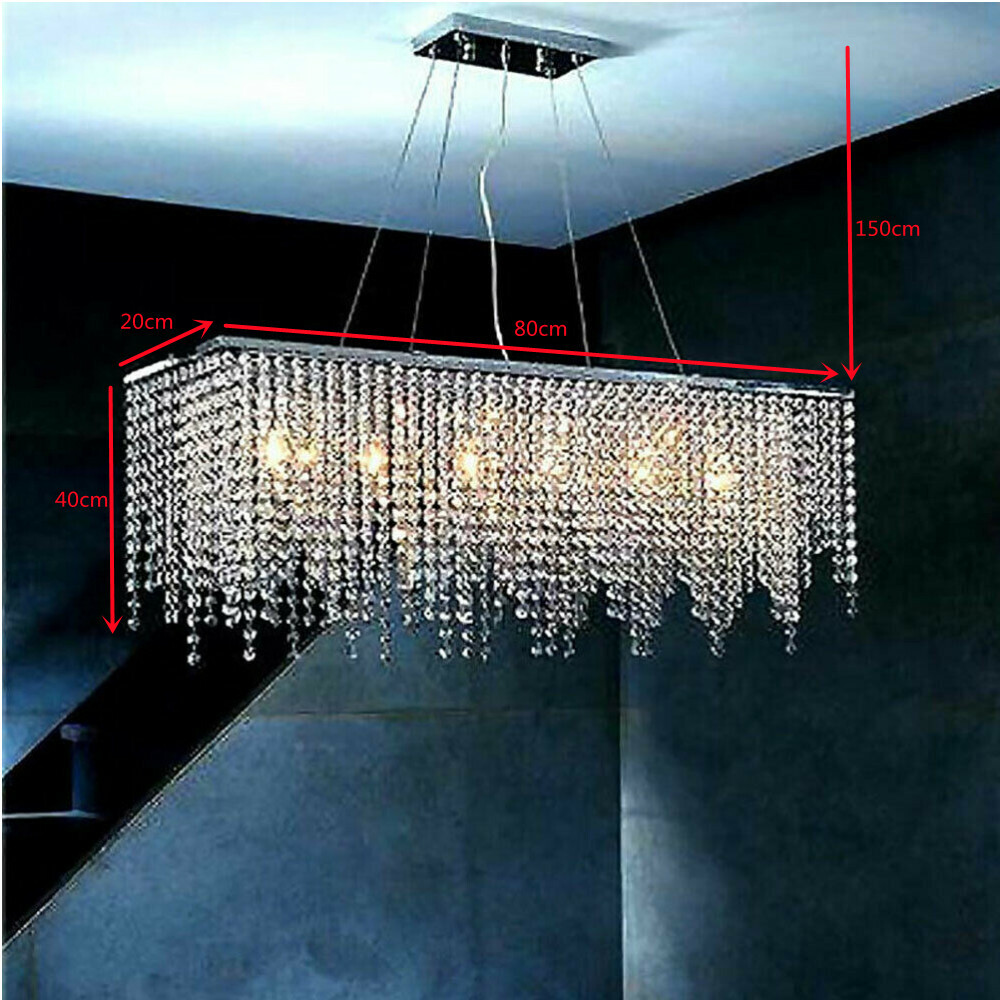16in Rectangular Waterfall-like Crystal Chandelier Light Ceiling Light Fixture