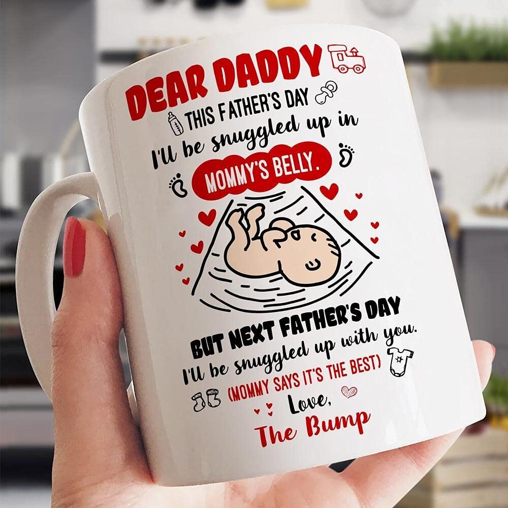 Personalized Dear Daddy Happy Fathers Day Babys Sonogram Picture Mug This Father