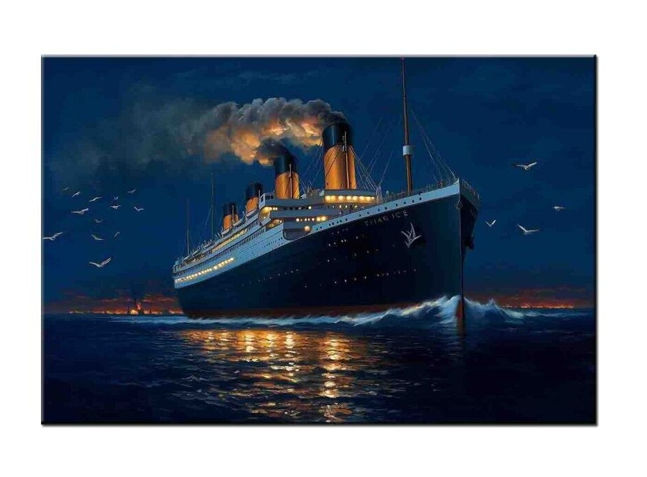 Titanic at Night Art Prints,Nautical Wall Art Decor,Historical Ship Prints,03