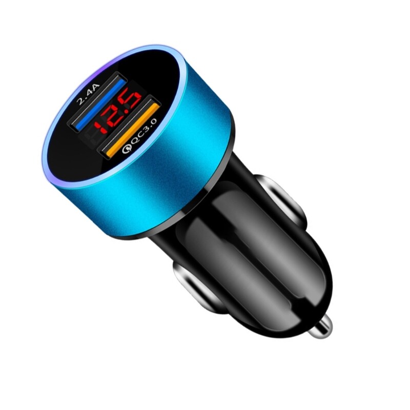 2.4A Dual USB Fast Car Charger with Digital Display QC3.0 Support