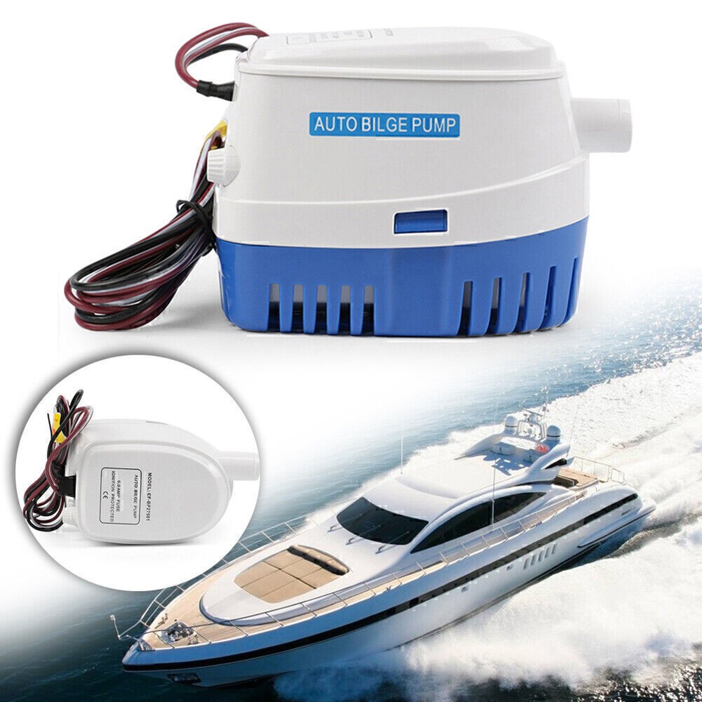 For 24V 1100GPH Marine Boat Automatic Bilge Pump RV Submersible Water Pump