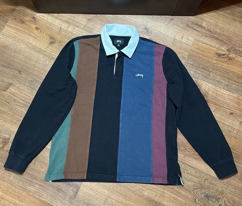 Stussy Mens Striped Rugby Shirt Long Sleeve Size M