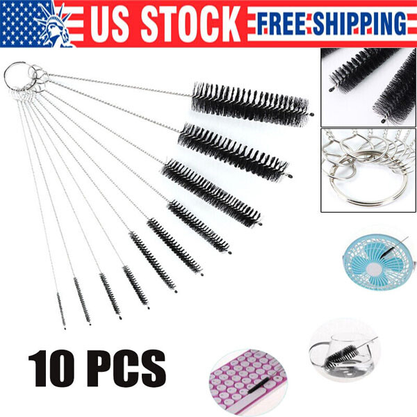 1-10 US Nylon Straw Brush Cleaner Bottle Tube Pipe Small Long Cleaning 10Pcs Set