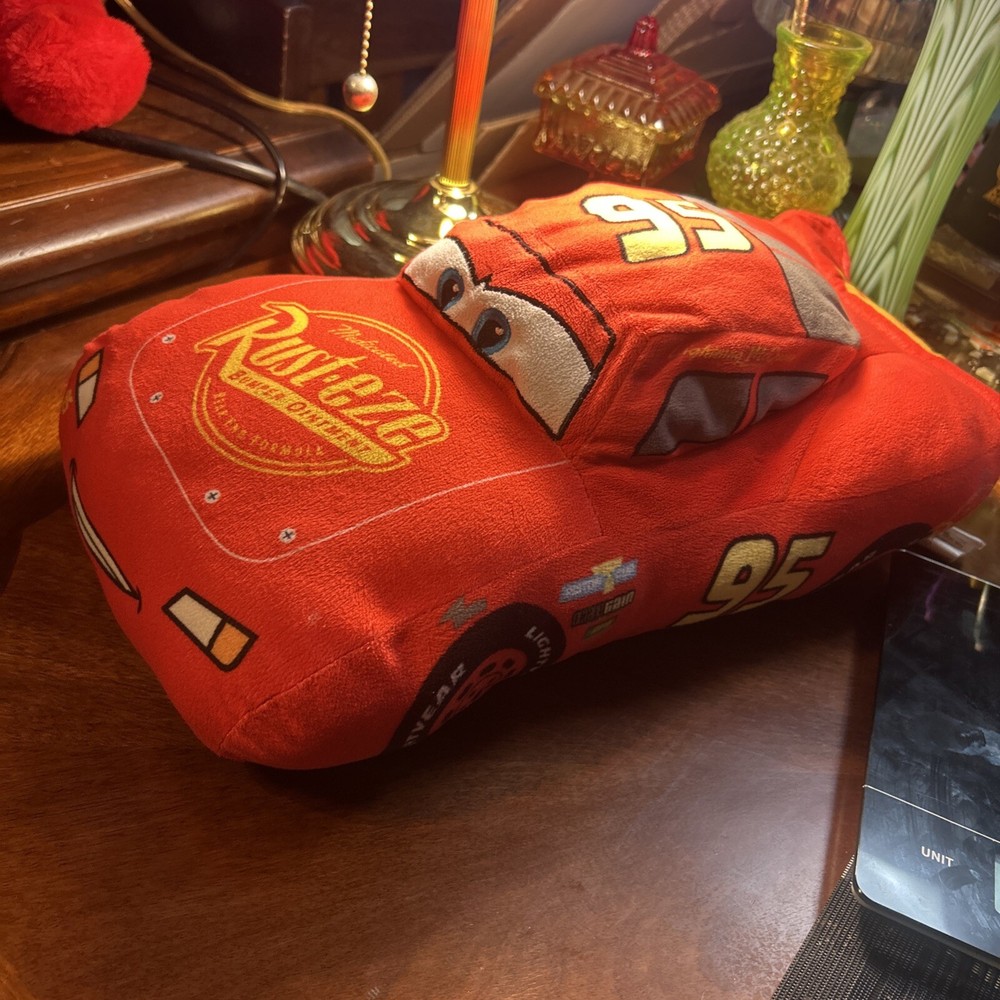Cars 3 Disney Store Pixar Cars Lightning McQueen Plush Pillow Stuffed Race Car