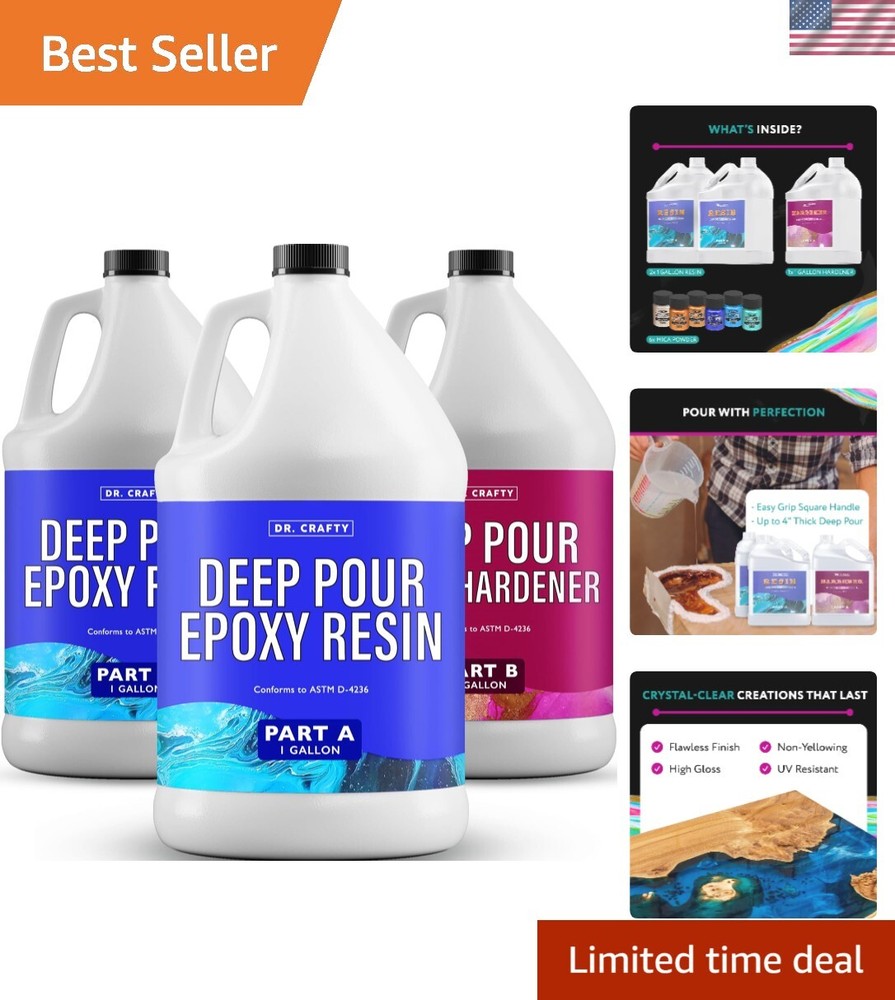 DR CRAFTY 3-Gallon Clear Epoxy Resin Kit - Perfect for Art, Crafts, & Jewelry
