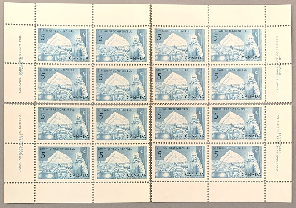 Canada Stamps MNH 4 Plate Blocks set, #438,  5c, Sir Wilfred Grenfell, 1965