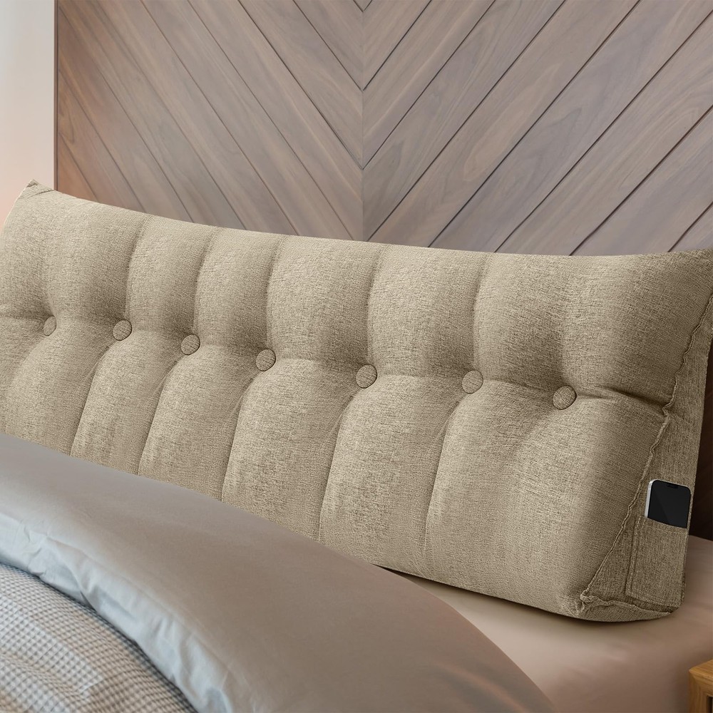 King Wedge Pillow for Bed Back Support Reading Headboard Cushion with Long Backrest  