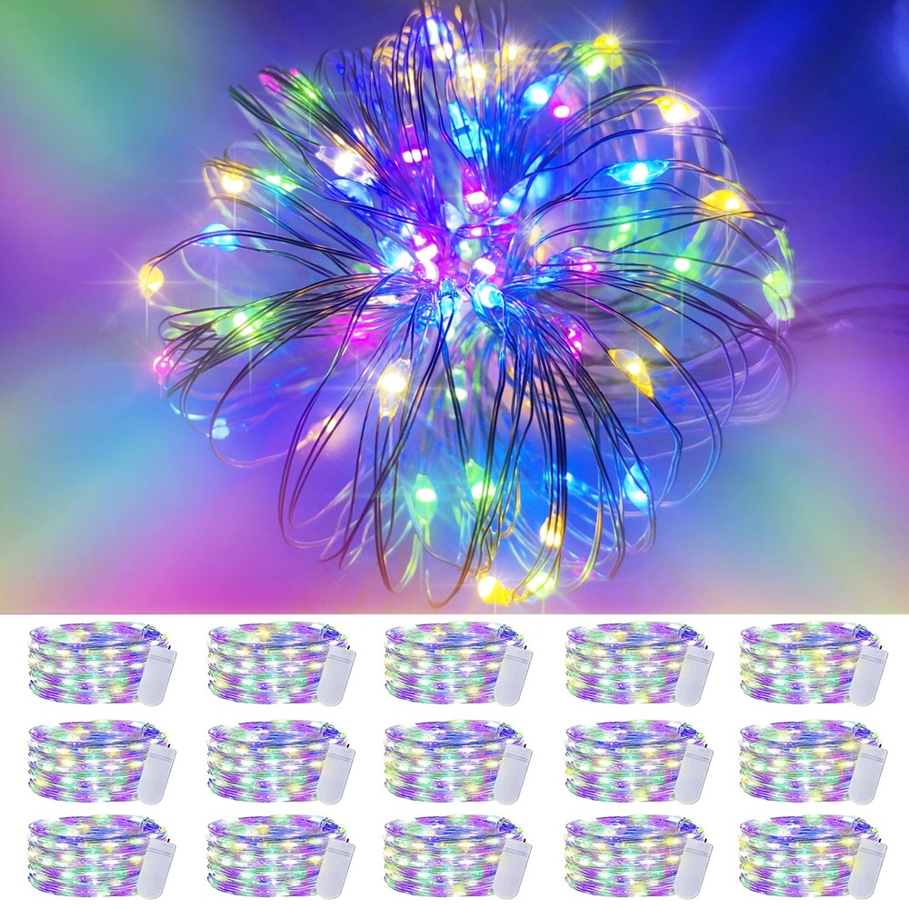 Christmas Fairy Lights Battery Operated-15 Packs 20 LED 6.6FT Silver Wire Str...