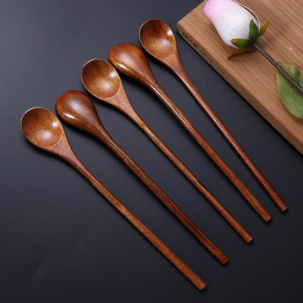 5 Pieces Coffee Stir Sticks Saucers Comfortable Handle Spoons