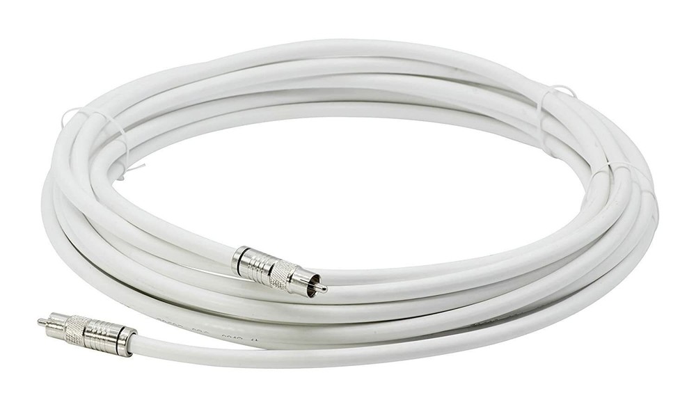 30ft White Digital Coaxial Audio Cable for Subwoofer & S/PDIF RCA