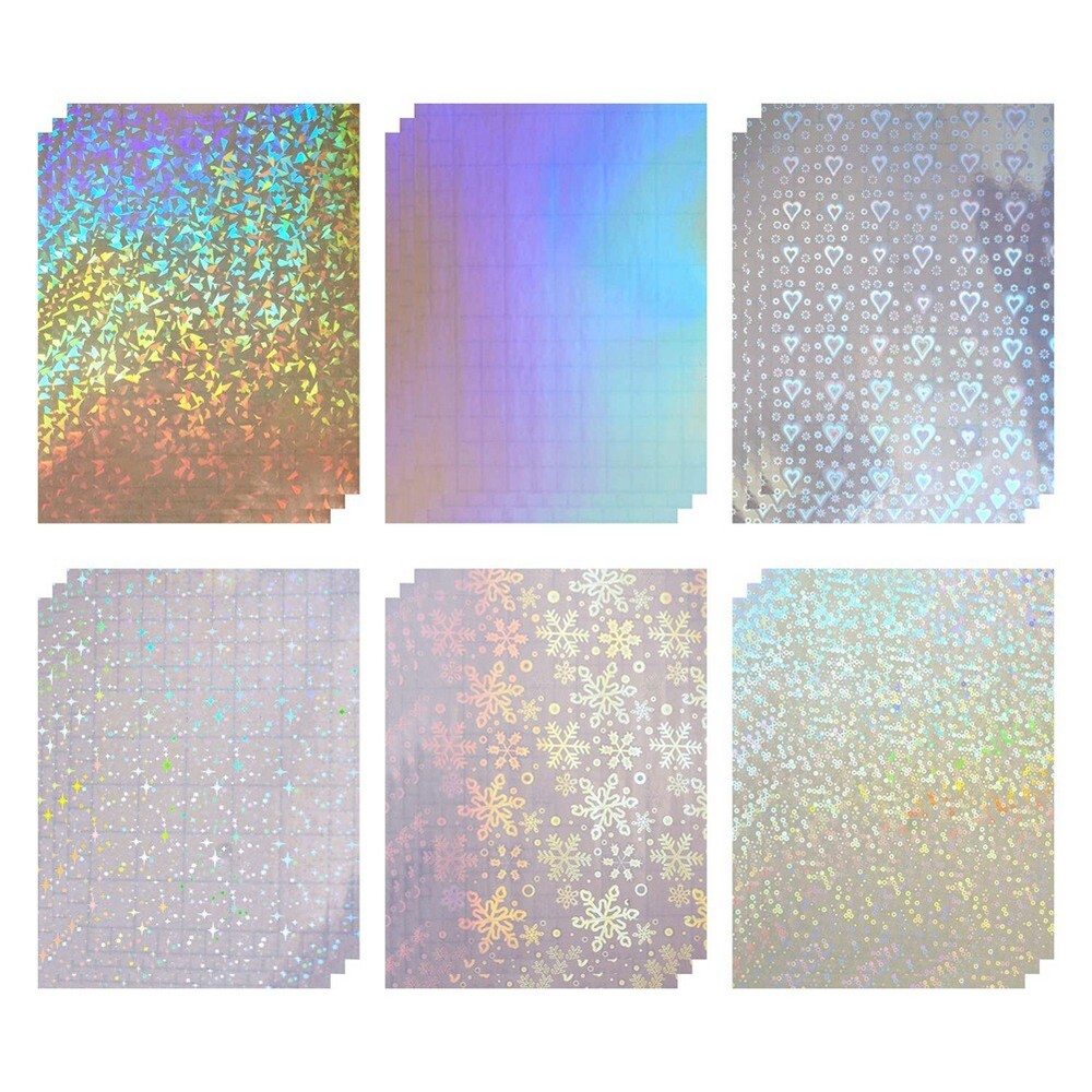 18 Holographic Stickers, Self-Adhesive Transparent Film, A4  Sticker2555
