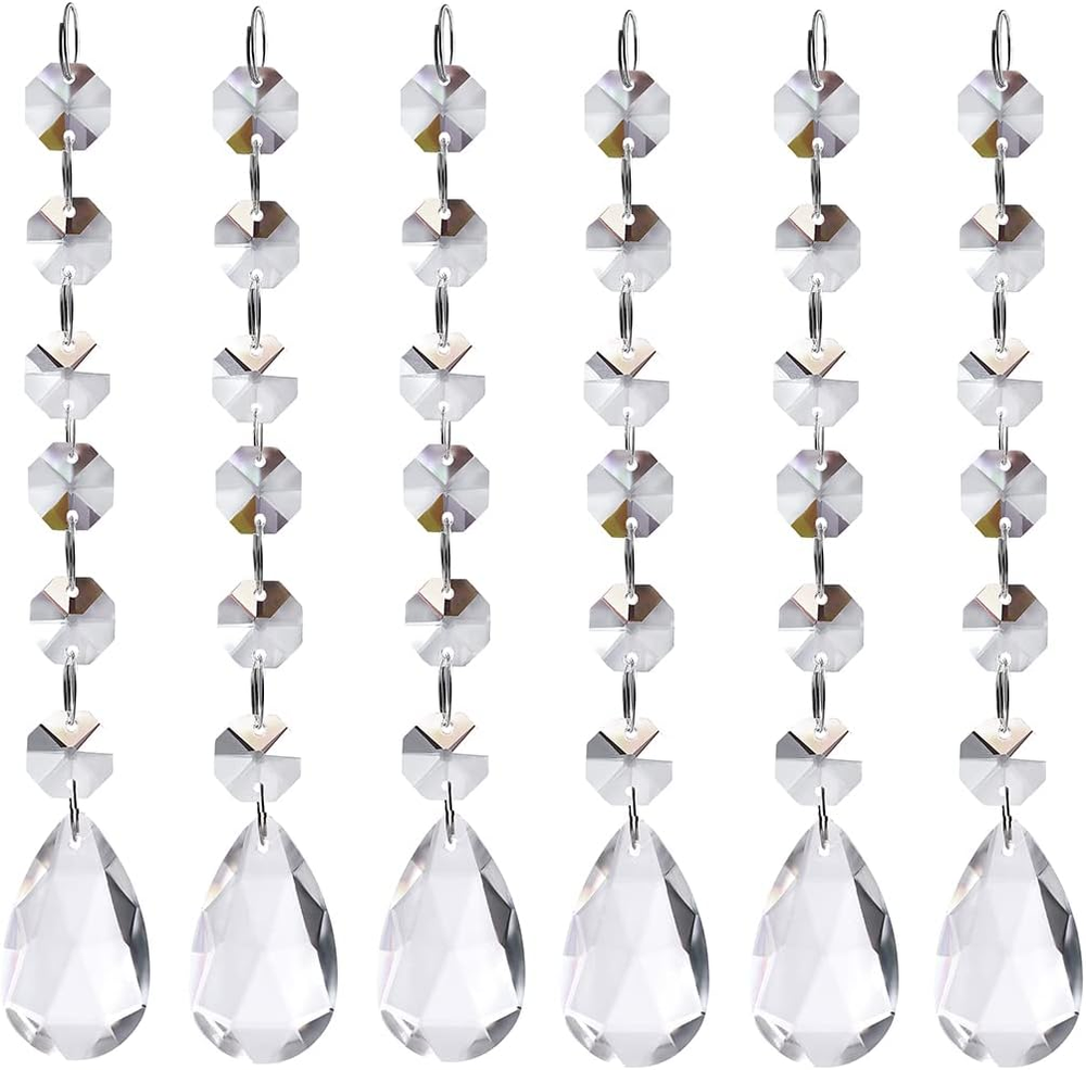 30PCS Clear Acrylic Crystal Ornament Beads Garland Hanging Chandelier Decor