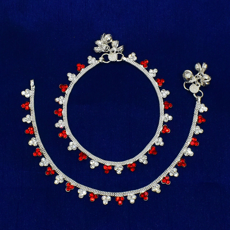 Anklet Bracelets Gypsy Foot Chain Belly Dance Antique Red Sotne Stunning Payal