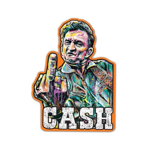 Johnny Cash Middle Finger Vinyl Die Cut Sticker