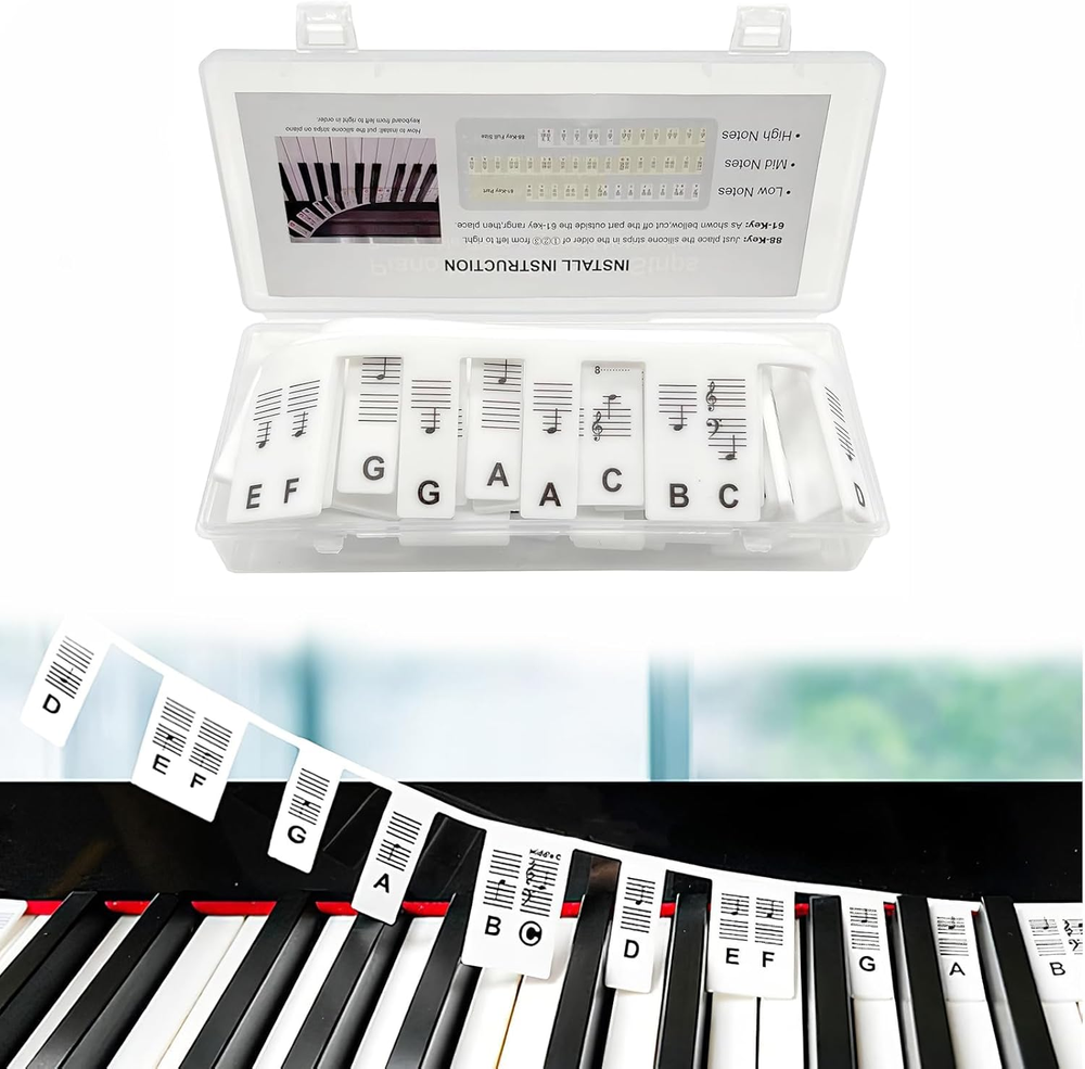 Piano Keyboard Stickers Piano Notes Guide Beginner Removable Piano Keyboard Full