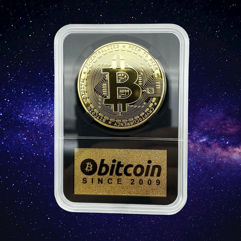 2 x GOLDPLATED BITCOIN (BTC) CRYPTOCURRENCY-image