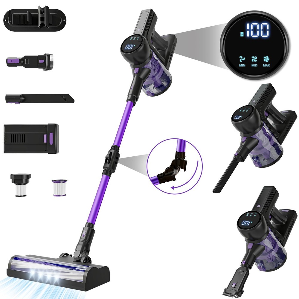 Lightweight Cordless Stick Vacuum Cleaner with Rechargeable Battery for Effortless Portable Cleaning