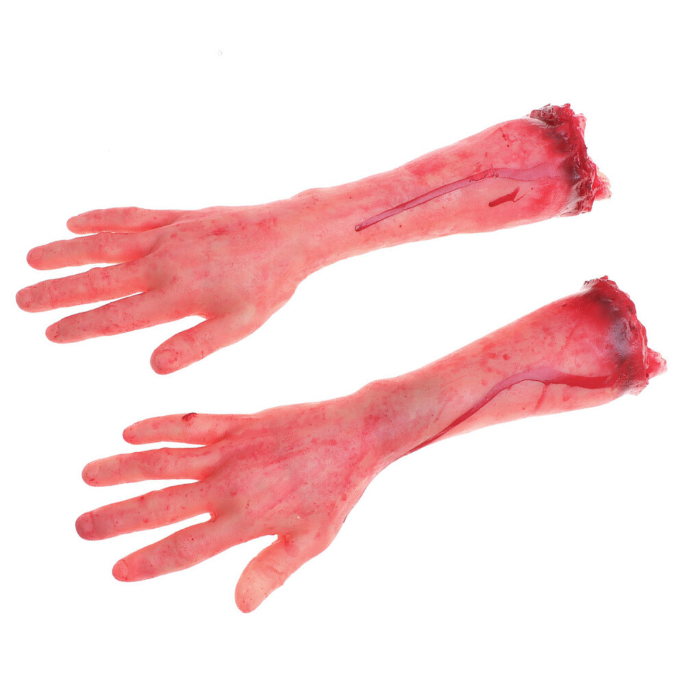 2 Pcs Fake Bloody Arm Costumes Severed Hand Toy Secret Chamber Decoration