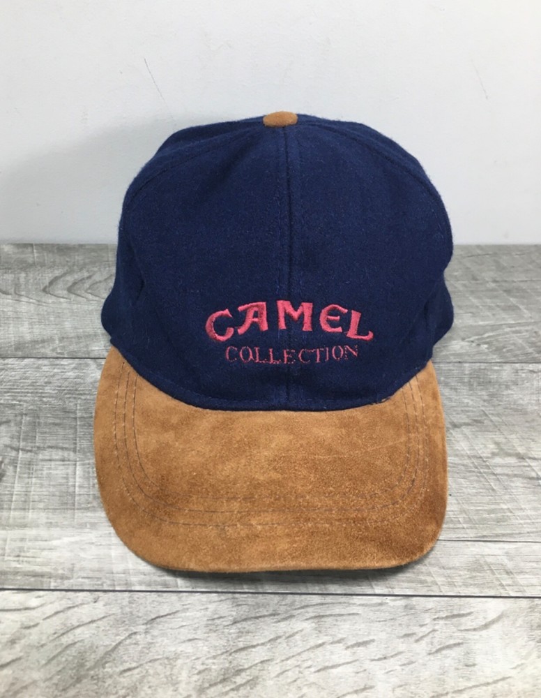 Rare Camel Collection Suede Wool Baseball Cap Hat With Strap Back Vintage