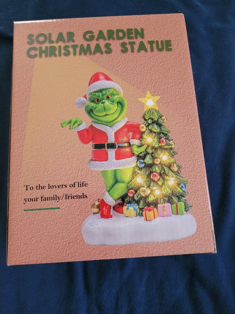 Grinch Christmas Solar Garden Statue Holiday Outdoors