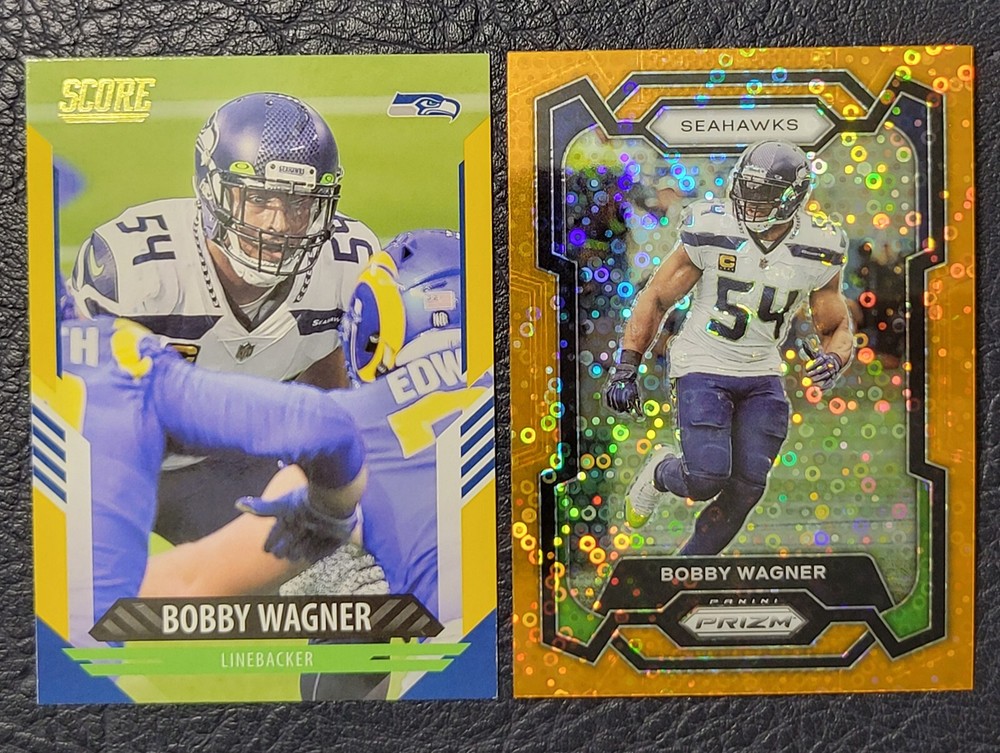 Bobby Wagner 2023 Prizm Orange Disco 256 & 2021 Score Gold 268 Seahawks Aggies