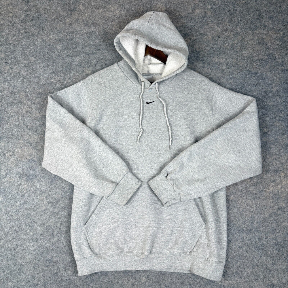 Vintage Nike Center Swoosh Hoodie Mens Medium Travis Scott Gray 90s Gray Rare