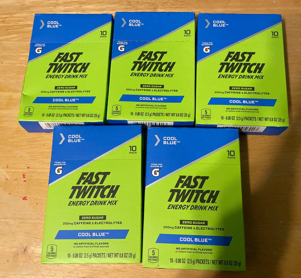 5 New Boxes Energy Drink Mix from Gatorade Powder Sticks Cool Blue 50 pack total