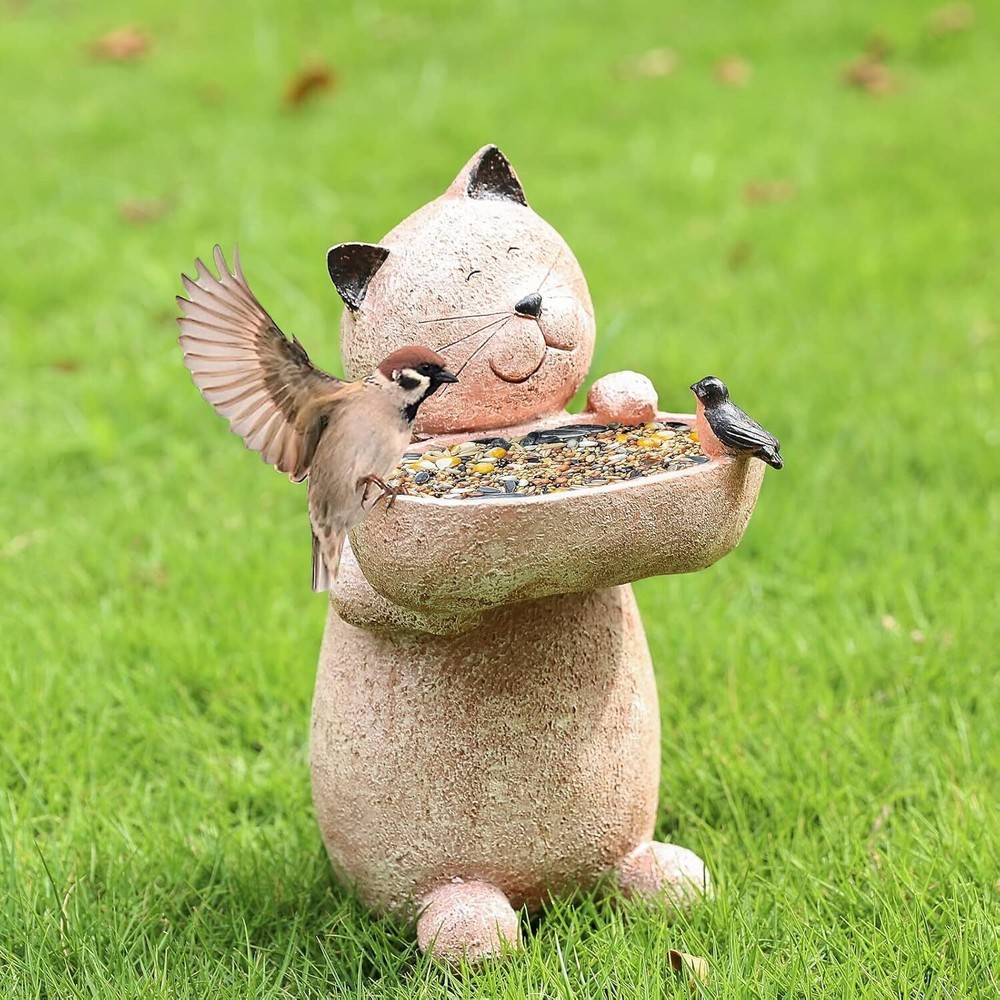 Outdoor Cat Garden Statue 12.3 Inch Sculpture Figurine Decor