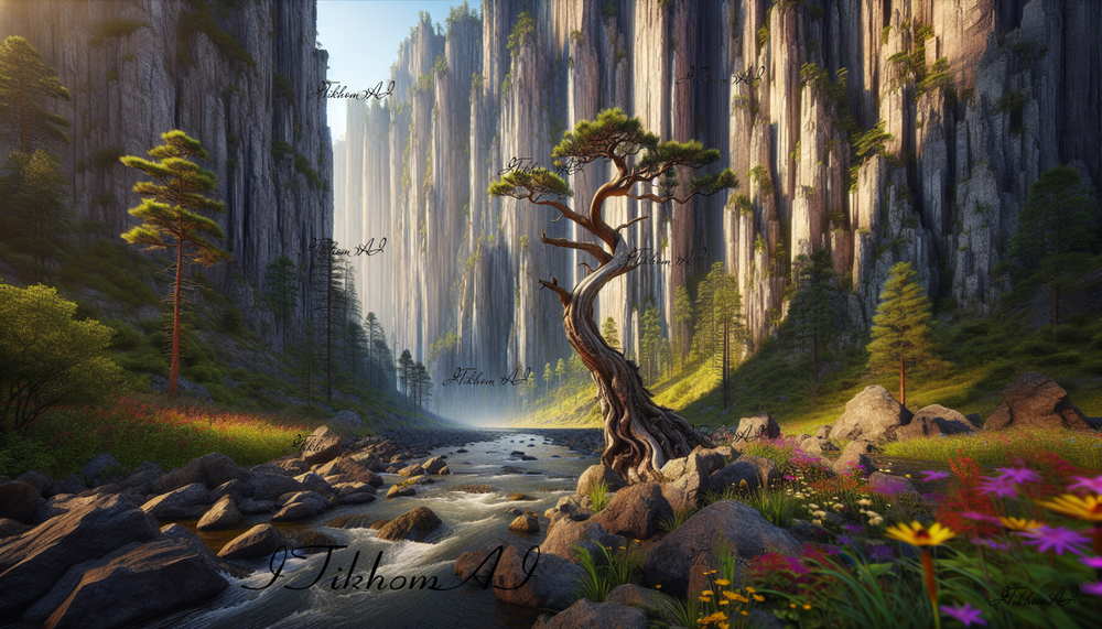 Digital Art Landscape Mountain Tree Gorge Background Desktop Wallpaper-image