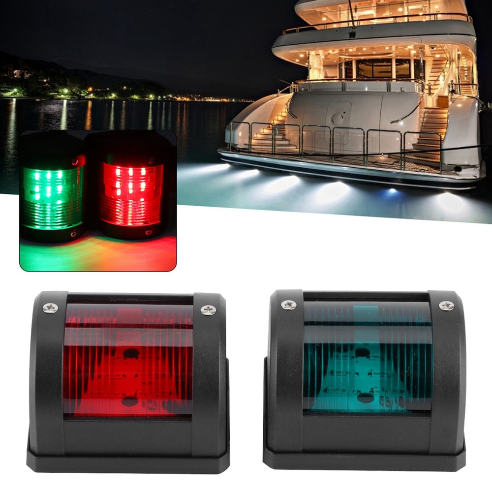 Pair Of IP66 Signal Lamp Red Green LED Navigation Warning Light For Marine Boat