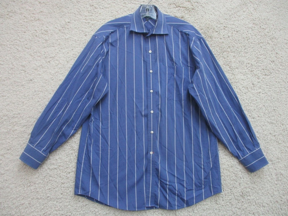 Tommy Hilfiger Mens Blue Striped Regular Fit Button Up Casual Shirt A15