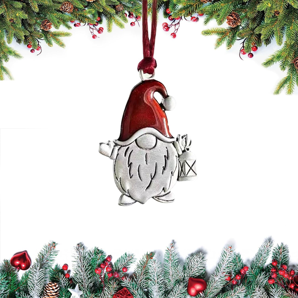 Christmas Gnome Ornaments Decoration, 2024 Solid Pewter Christmas Tree Hanging O