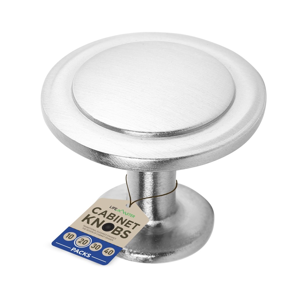 20pcs 1-1/4 Inch Brushed Nickel Cabinet Knobs with Rust-Proof Modern Finish