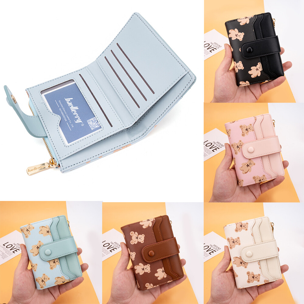 Credit Card Holder Wallet For Women Girls - Cute Mini Coin Purse With ID Window-image