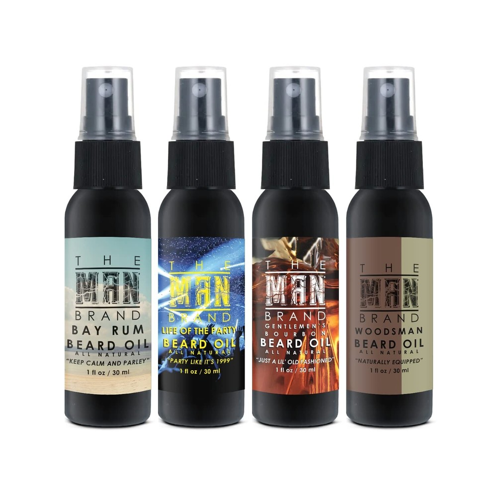 Man Brand 4-Pack Beard Oil Set for Hydration & Grooming