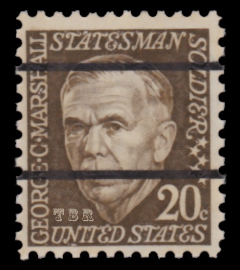 Enhance your collection with 1289 Marshall 20c Bureau Precancel Bars 1.3 Prominent Americans MNH stamps-image