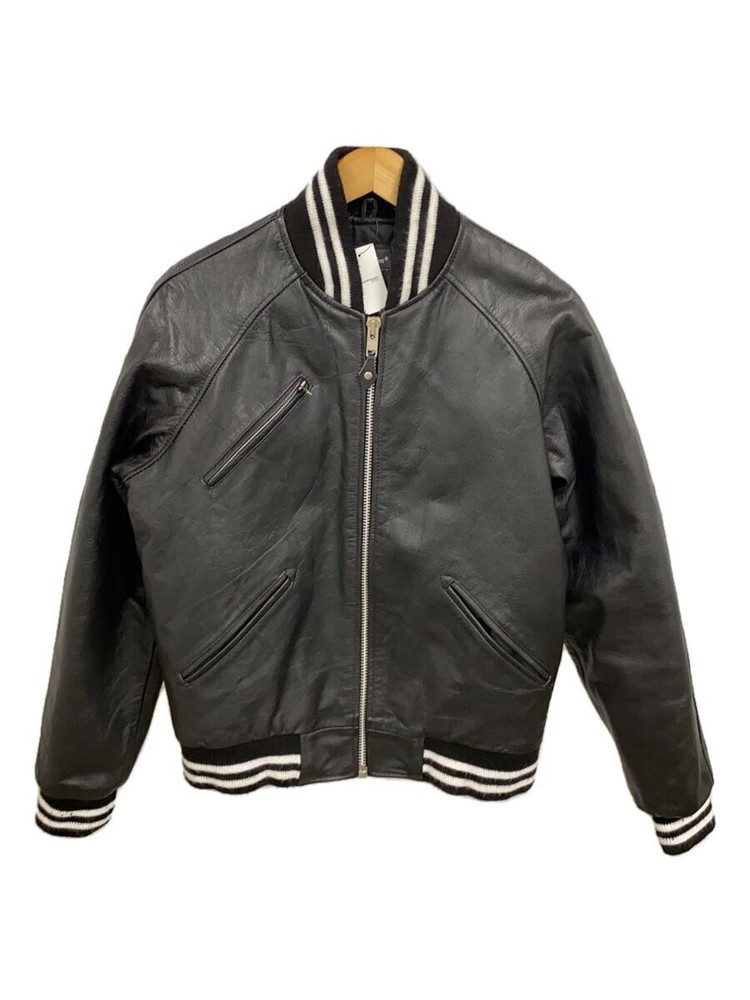 Liugoo Black Leather Stadium Jacket Jumper Size L Style 1266