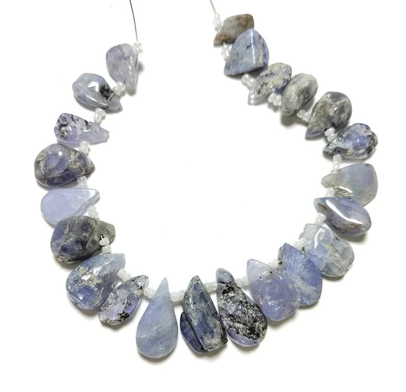 Natural Iolite Beads 8x12 to 10x21mm Pear Rough Shape 7.5 Inch Strand Smooth Finish Gemstone Jewelry Making