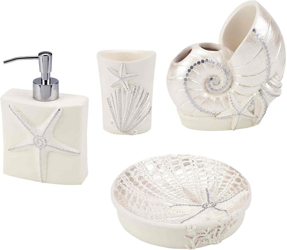 Avanti Linens - Accessory Set, Resin Tumbler, 4pc Ivory