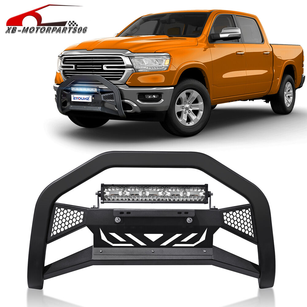 Bull Bar Front Grille Guard Bumper W/ LED Bar For 19-24 Dodge Ram 1500 New Body