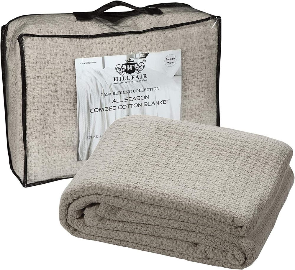 100% Soft Premium Combed Cotton Thermal Blanket– Queen Blankets– Soft Cozy Warm