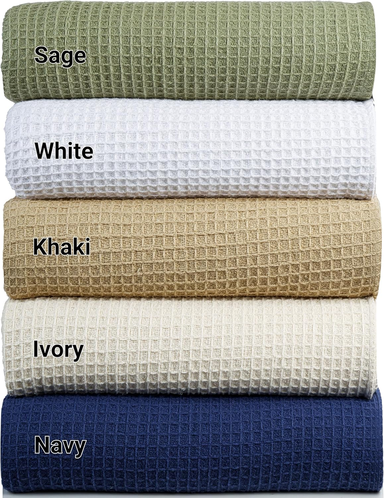 100% Cotton King Size Waffle Weave Blanket – Durable Soft Breathable Versatile Bedding