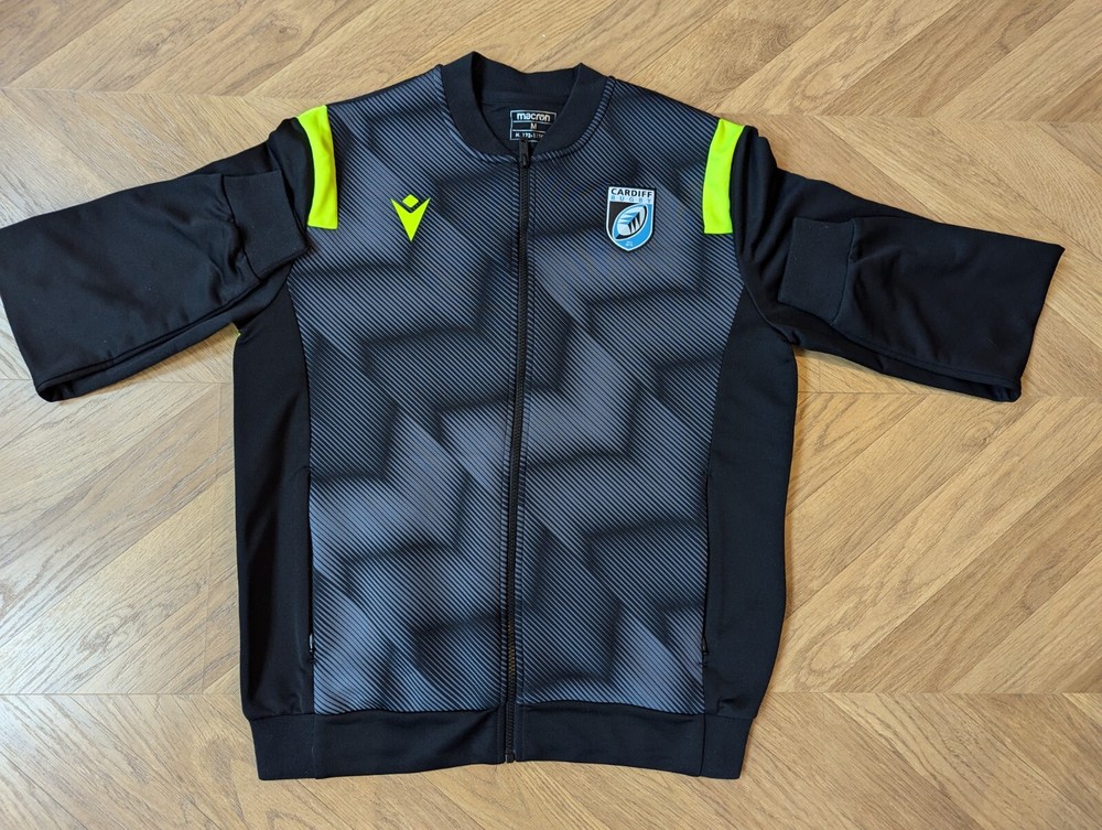 Cardiff Blues Anthem Rugby Jacket Coat Men's Medium Ex Con Macron Black