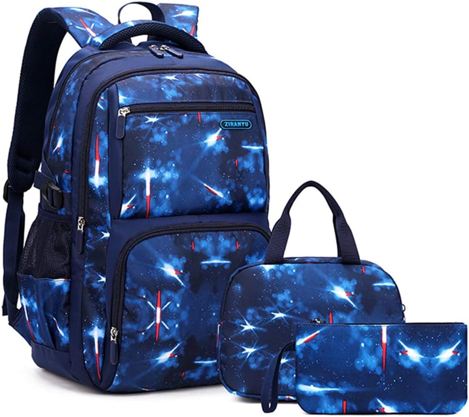 Galaxy-Print School-Bag Backpack for Boys Middle-School Elementary Bookbag