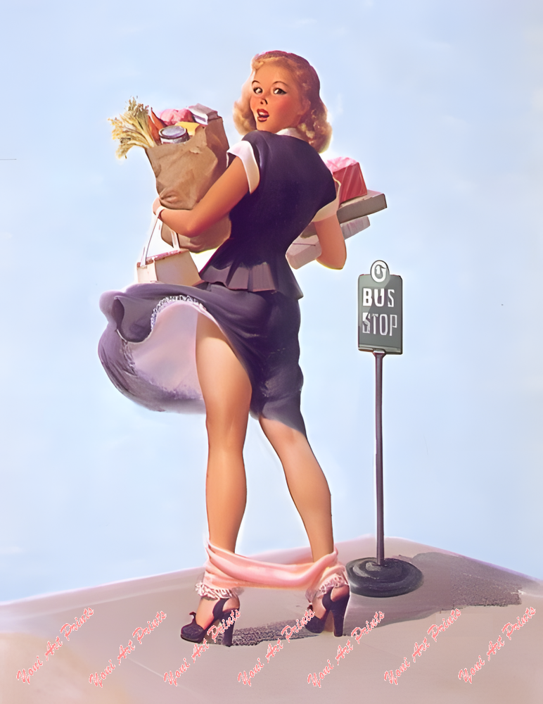 Vintage 1950's Pin-Up - High-Resolution Enhanced Image on Archival Paper