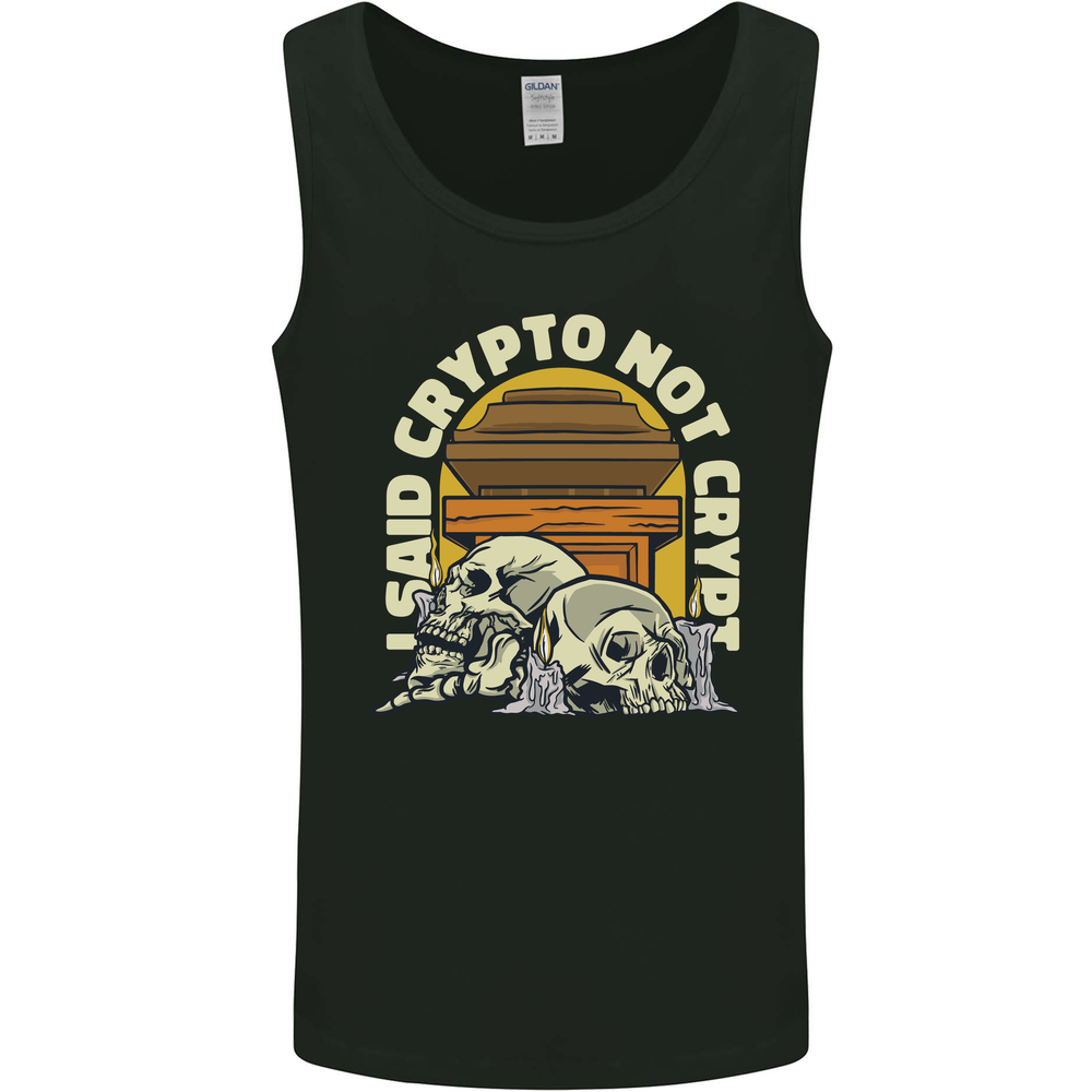 Crypto Not Crypt Funny Cryptocurrency Skulls Mens Vest Tank Top-image