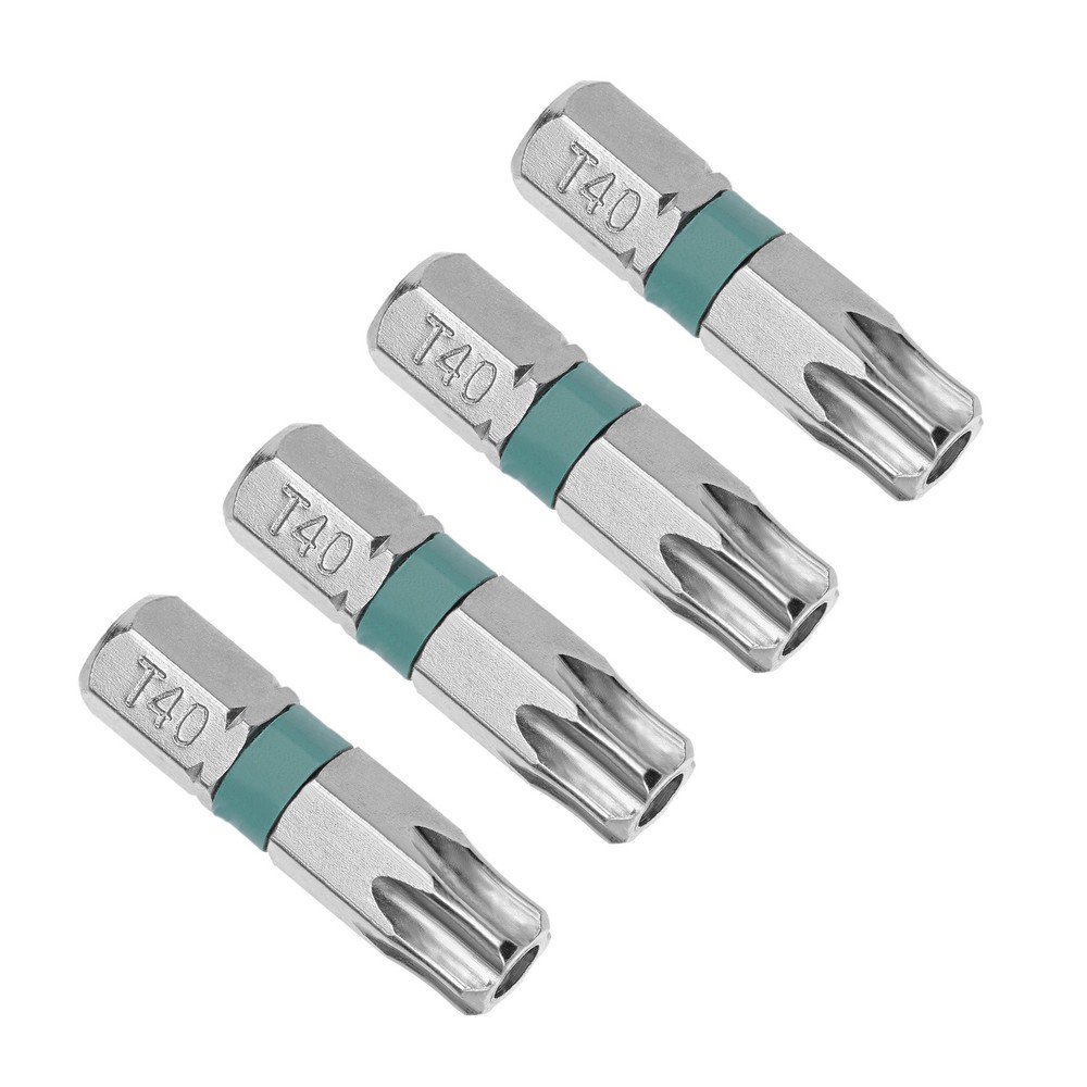 4pcs 25mm T40 Security Torx Bit 1/4 Hex Shank S2 Steel