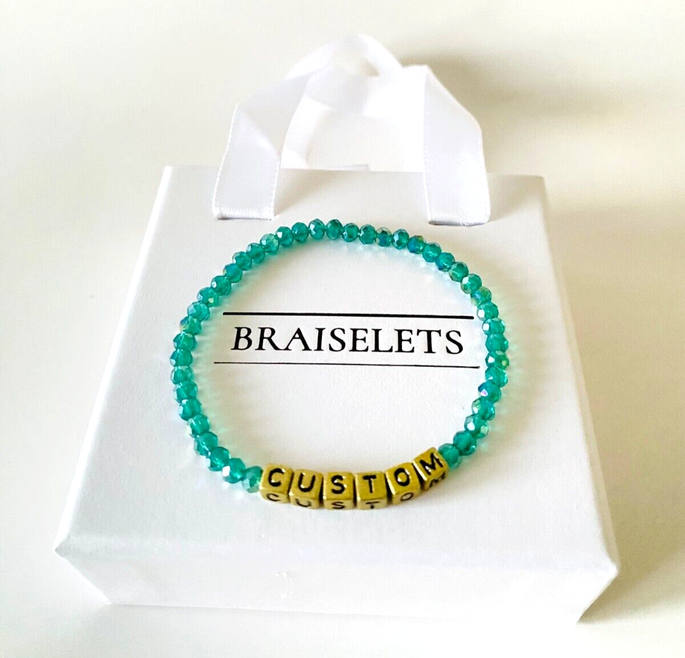 Custom Teal 4mm Gold Letter Name Bracelet For Women Dainty Jewelry-image