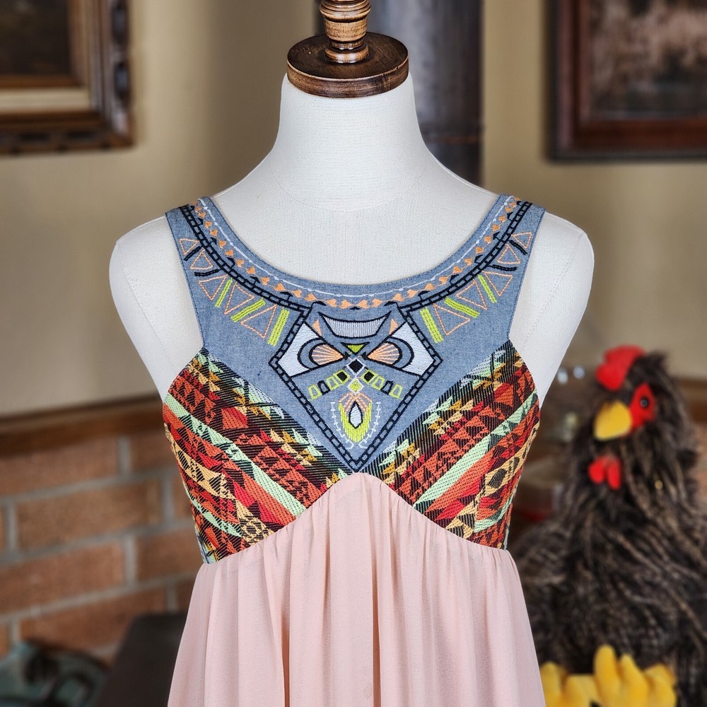 Flying Tomato Dusty Pink Embroidered Bodice Maxi Dress